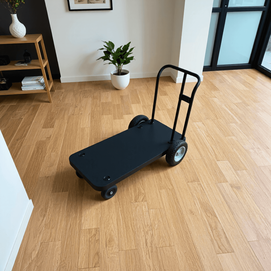 product photography of hand truck or platform cart