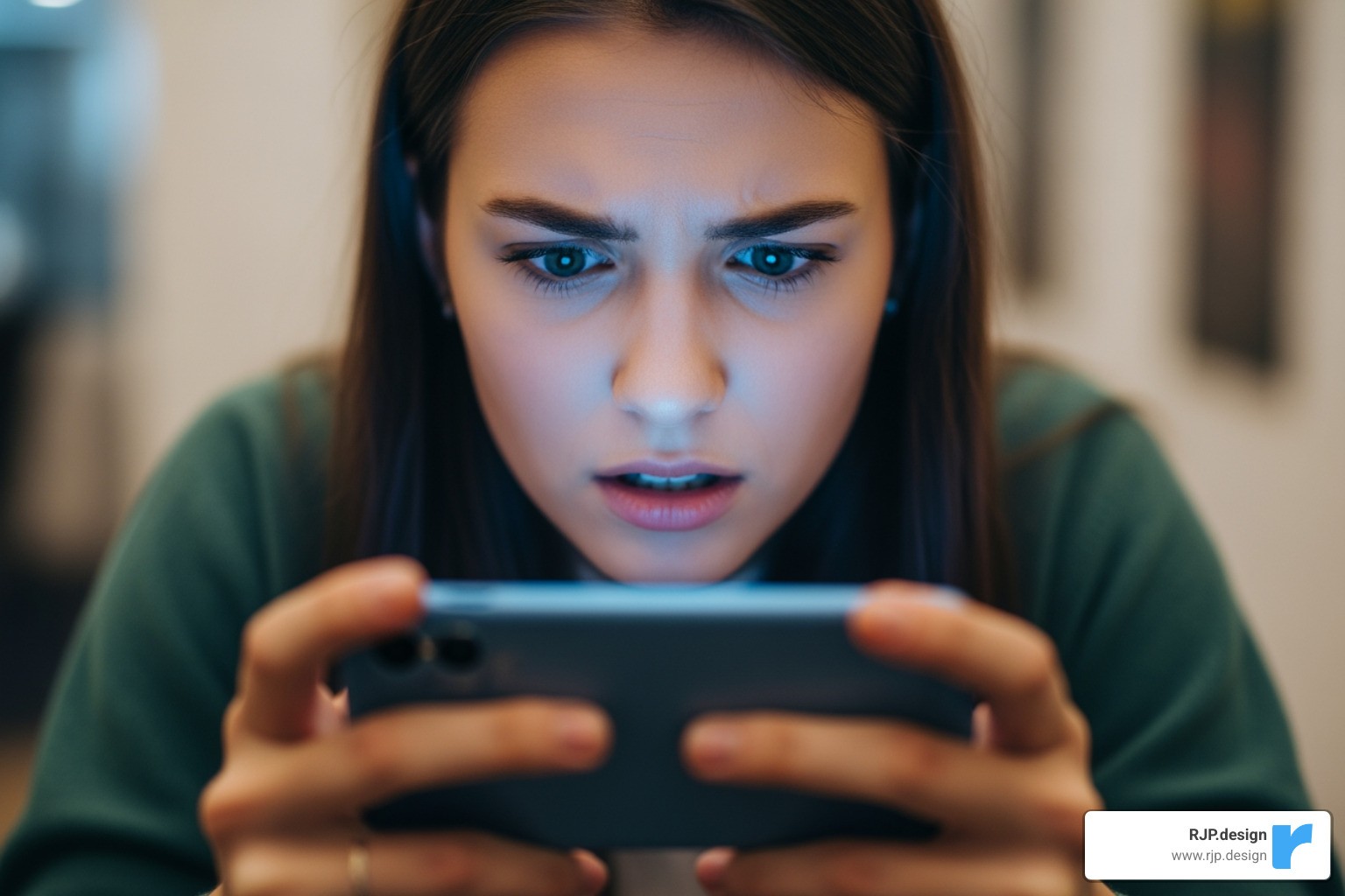 frustrated user on smartphone - WordPress website redesign services