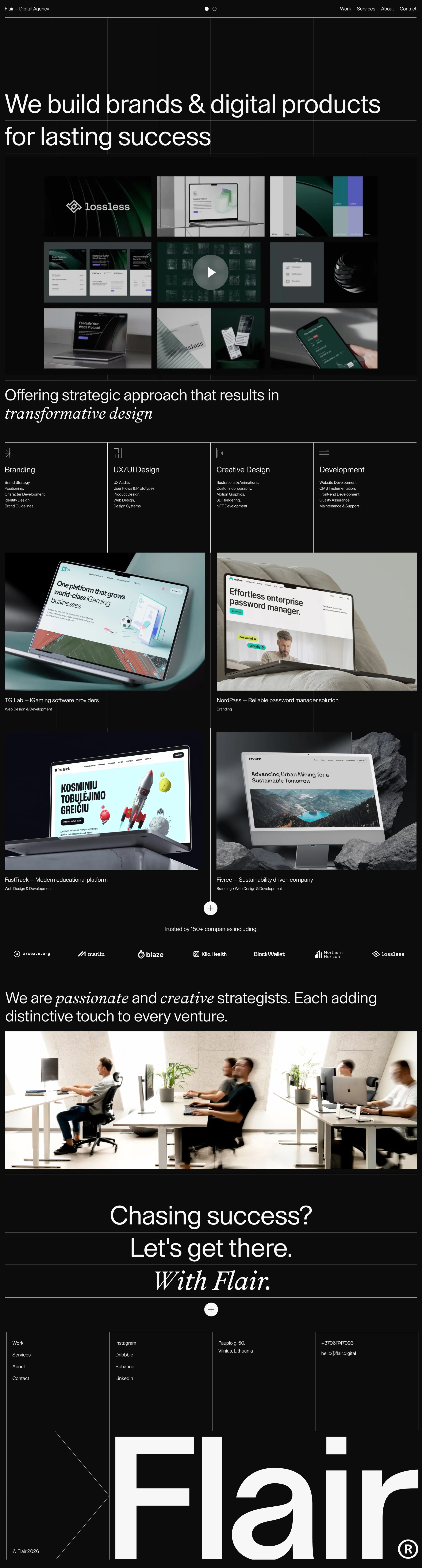 Digital Agency - Flair portfolio page screenshot showcasing Design and Tech design