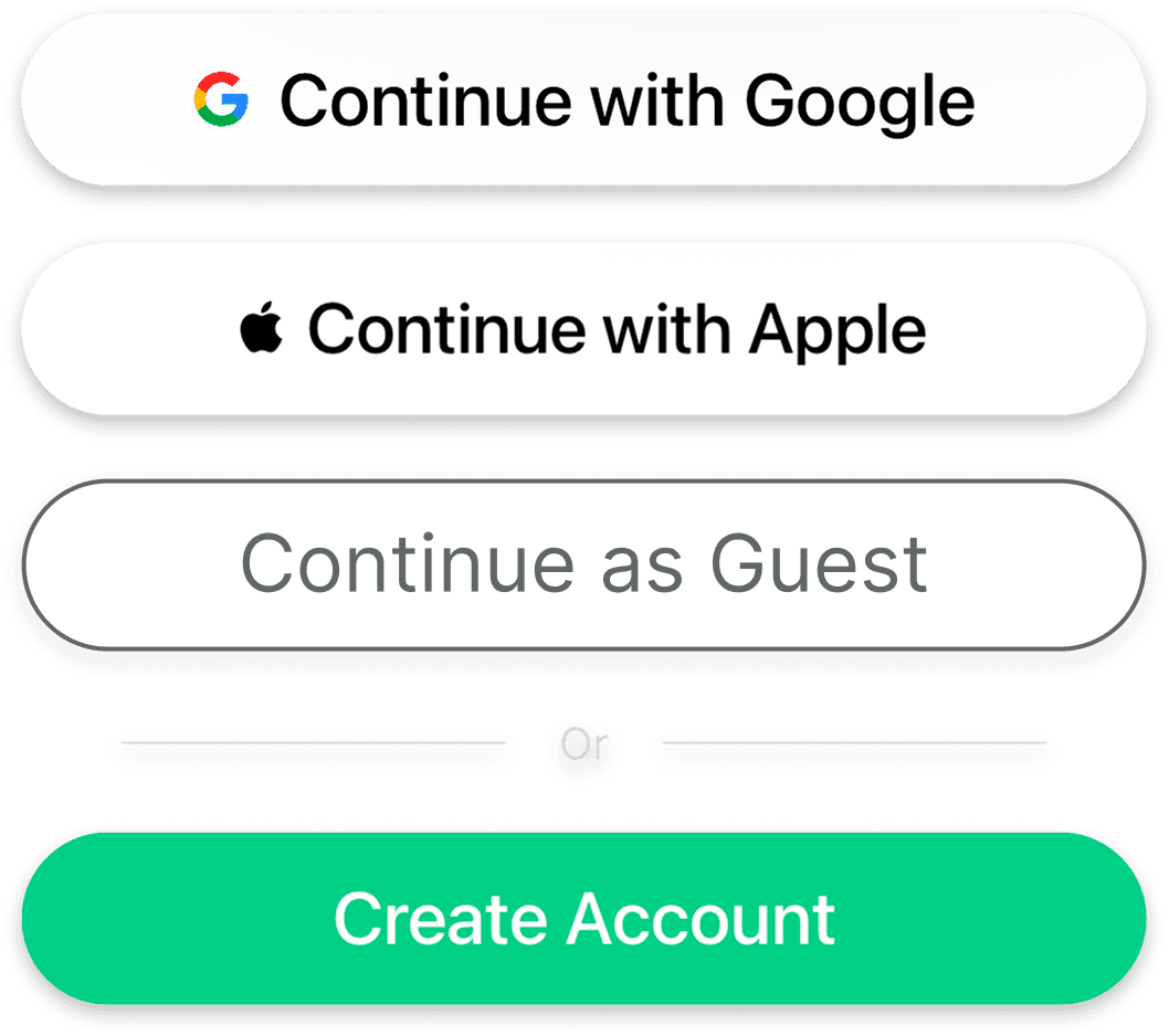 StromNow EV charging app sign-up interface showing fast registration options with Google, Apple, or Guest login.