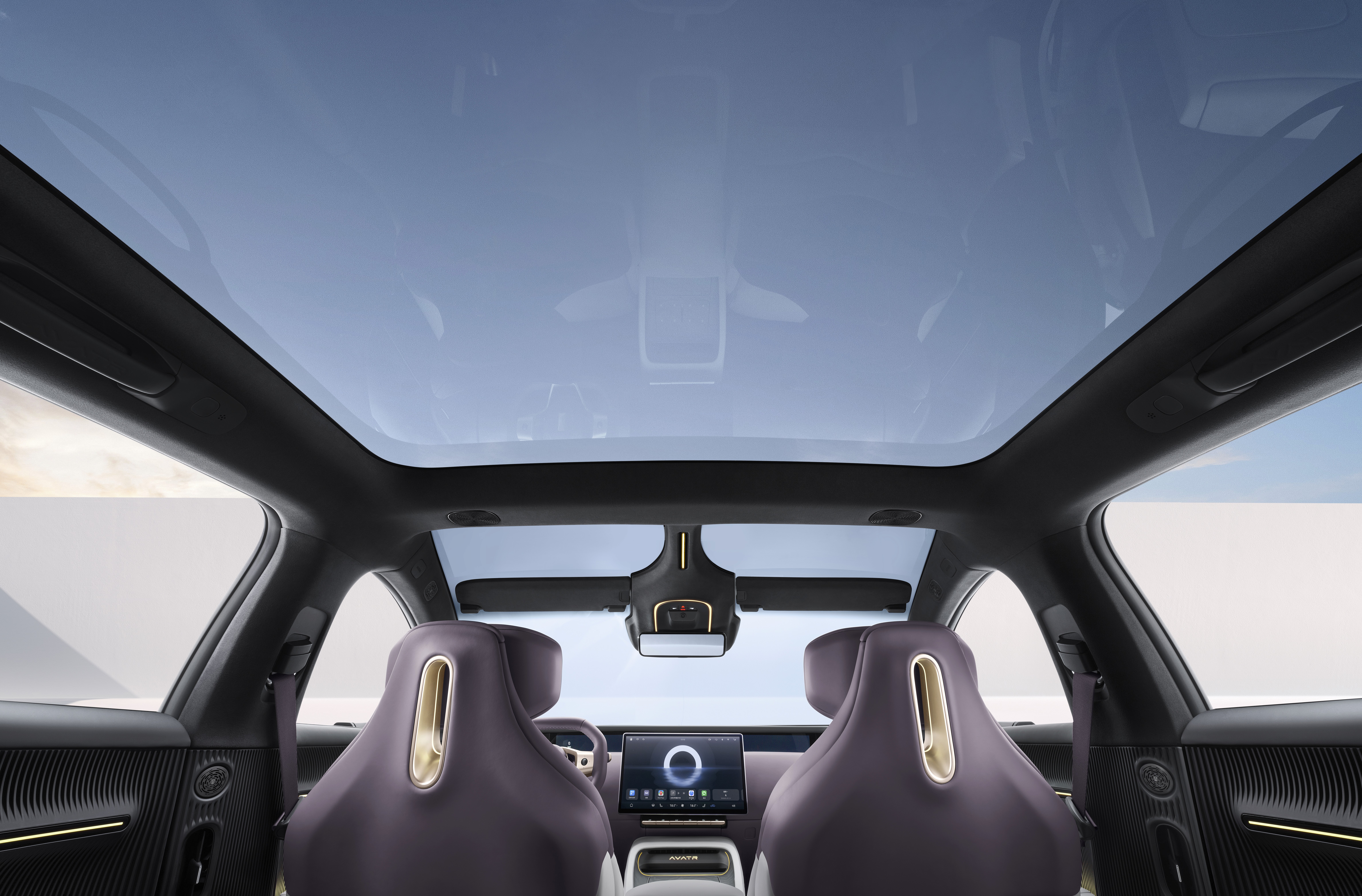 Blurred portrait of a person in an orange patterned shirt with glowing glasses, creating a futuristic and artistic vibe.