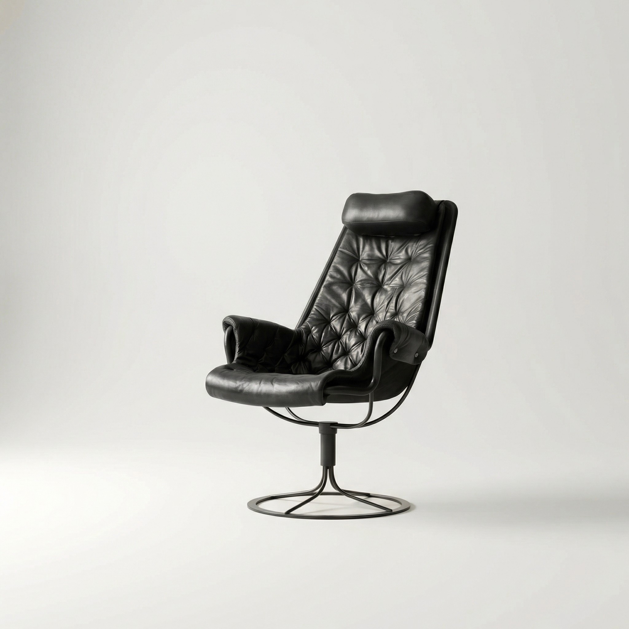 Smiling young woman with long hair standing against a dark green background, holding a finger to her chin.