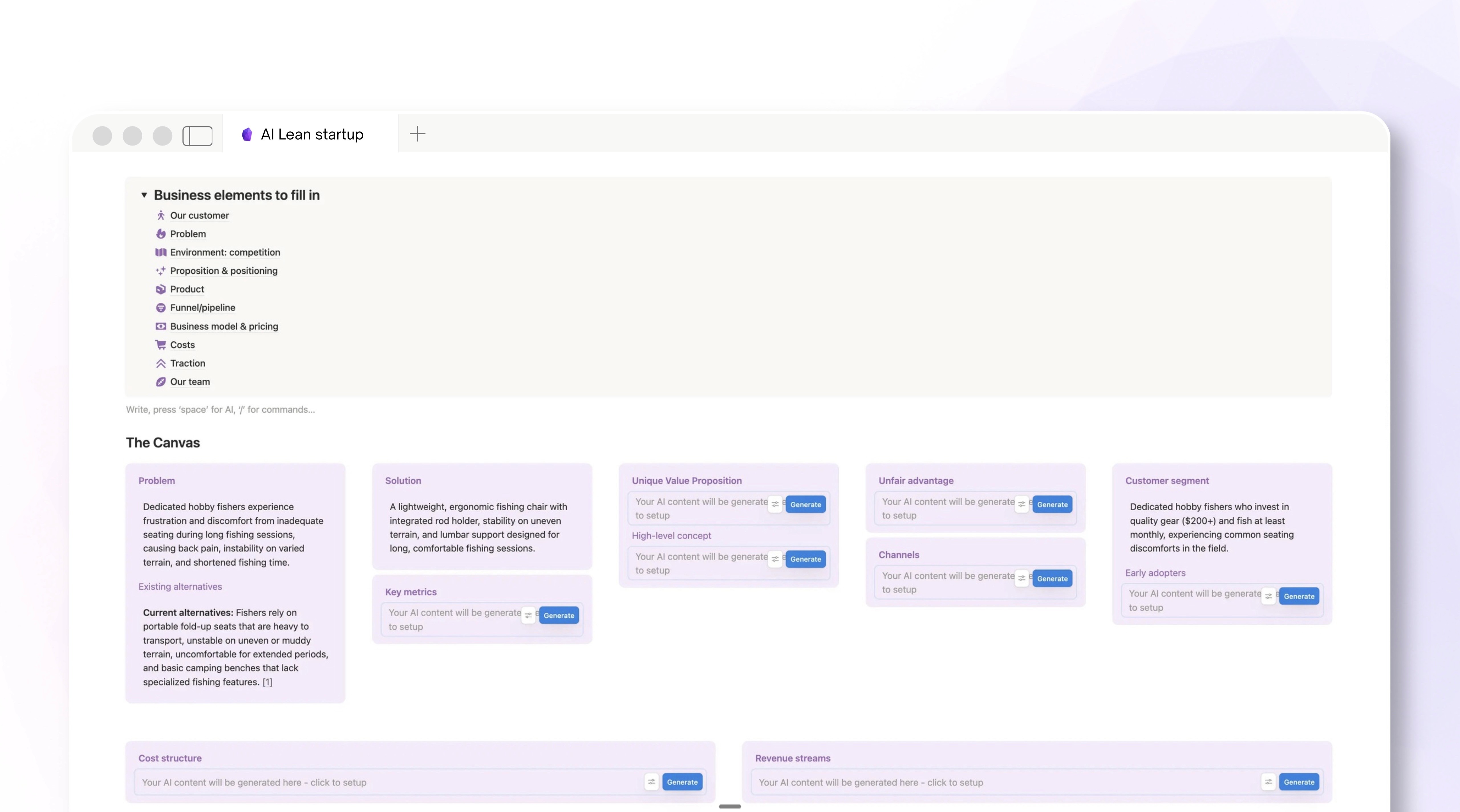 Lean Canvas with AI Startups with Els