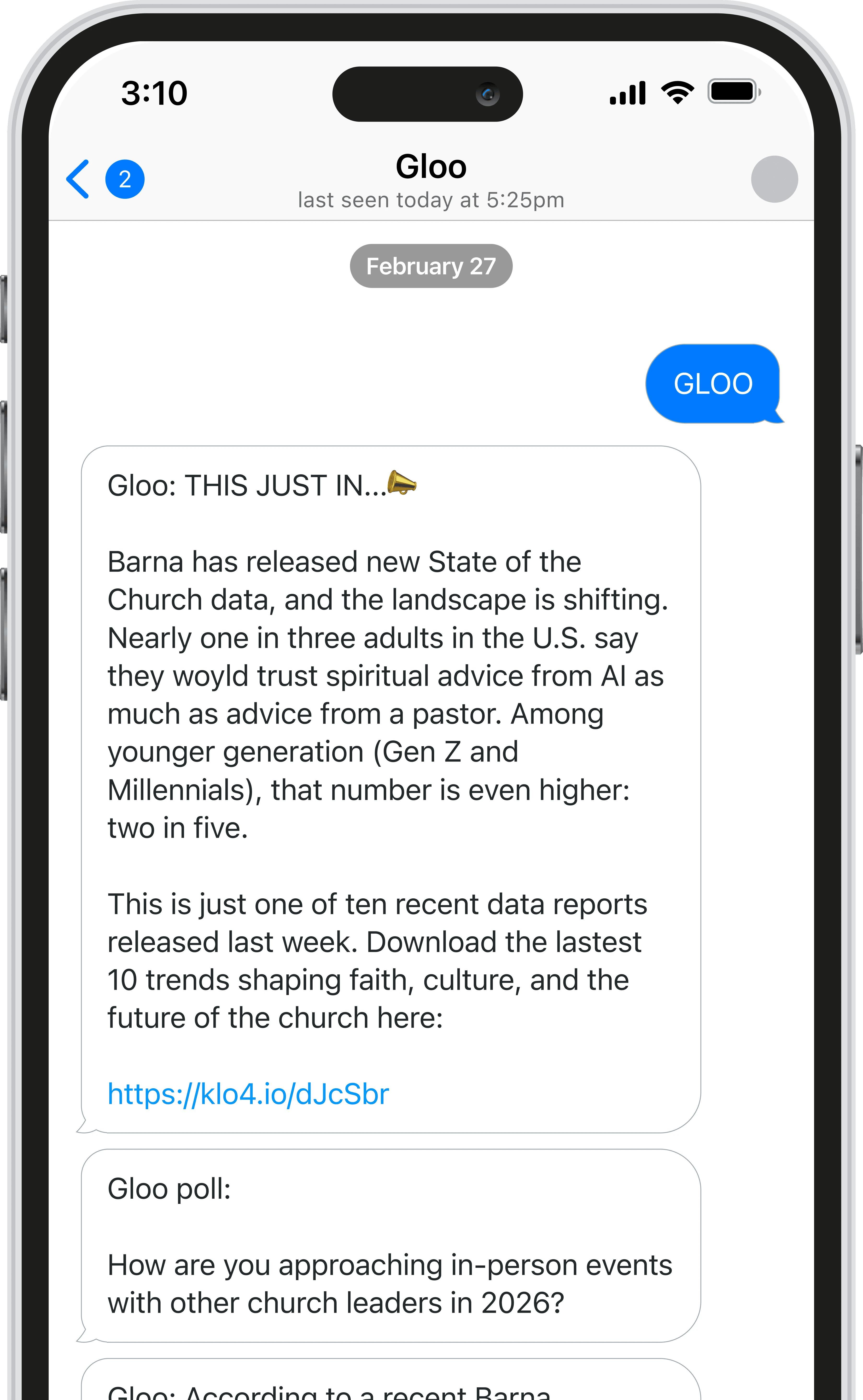 Gloo Communications church email and text messaging platform interface