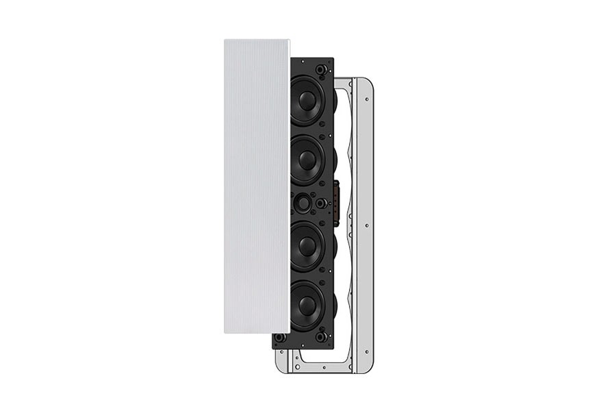 Black smart home device with screen showing time and temp
