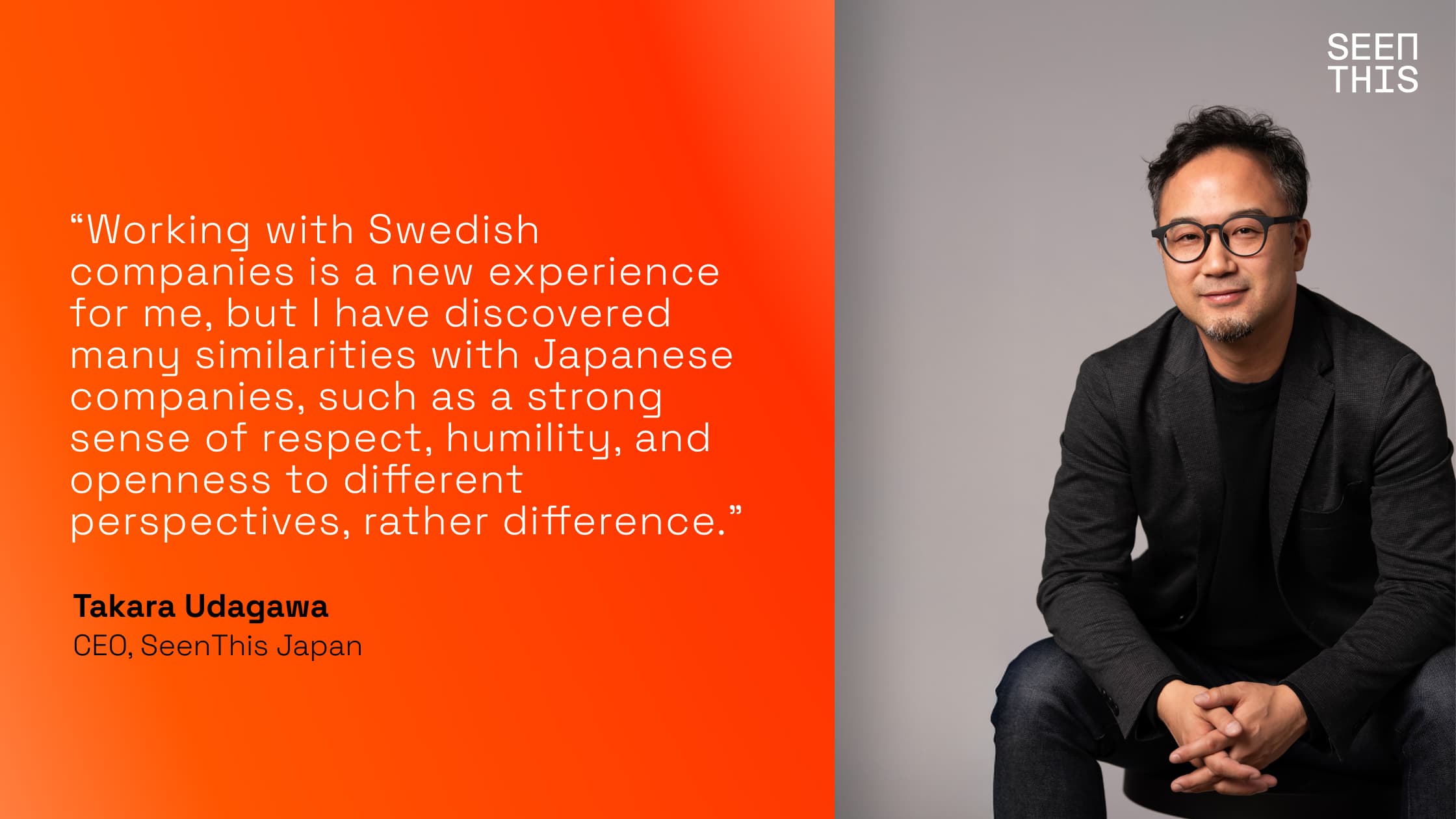 Takara Udagawa sitting in a black suit