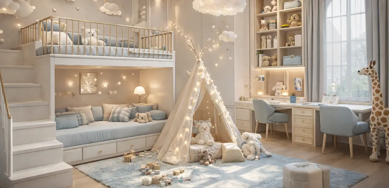 Σχεδιασμός και ανακαίνιση παιδικού δωματίου με έμφαση στην ασφάλεια και την εργονομία. 3D μελέτη παιδικού χώρου από τη Design Chama.