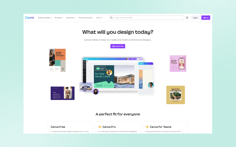 Canva homepage