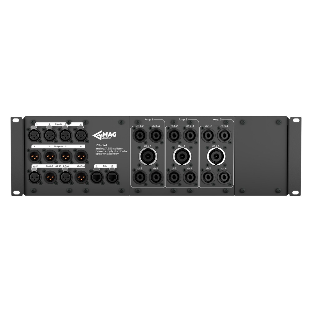 MAG AUDIO PD-3X4 speaker patchbay with inputs and outputs