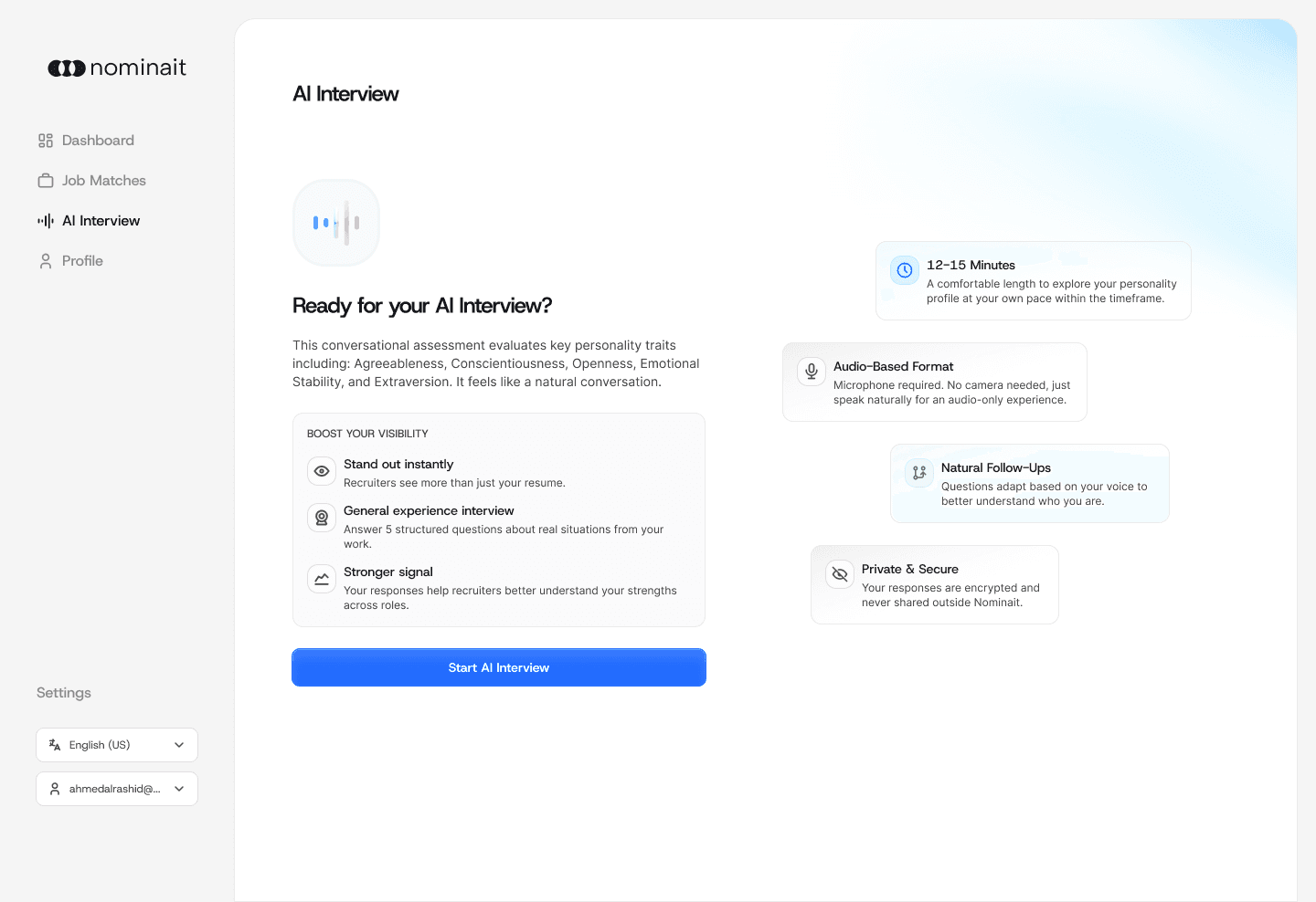 AI interview preparation screen