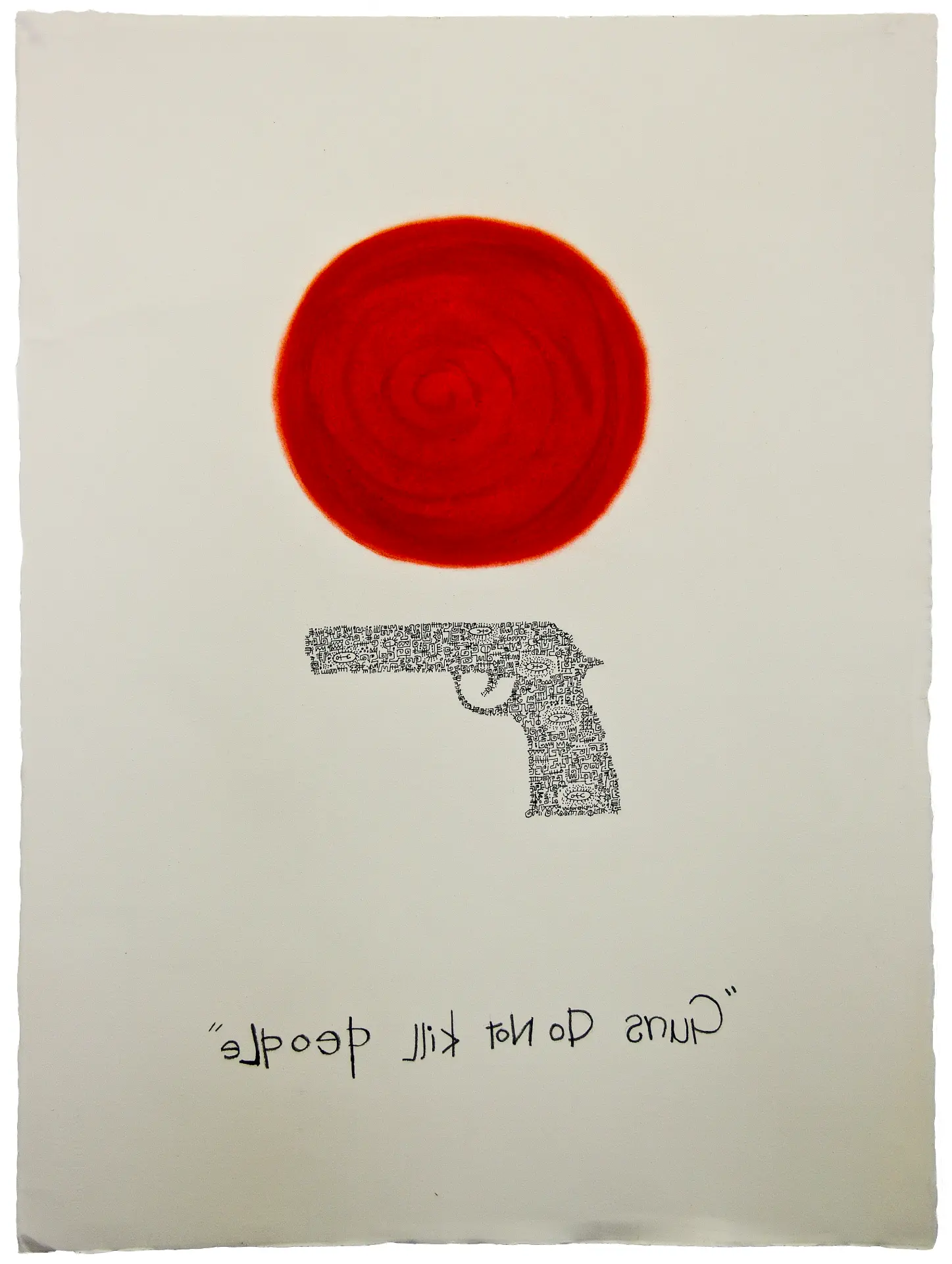 Guns Do Not Kill People.
(2009). Ink and pastel on
paper. 19.5 in. × 23 in.