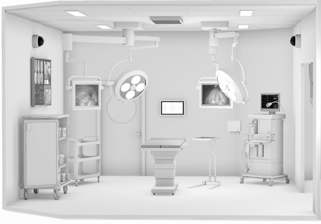 Animated depiction of an operating room