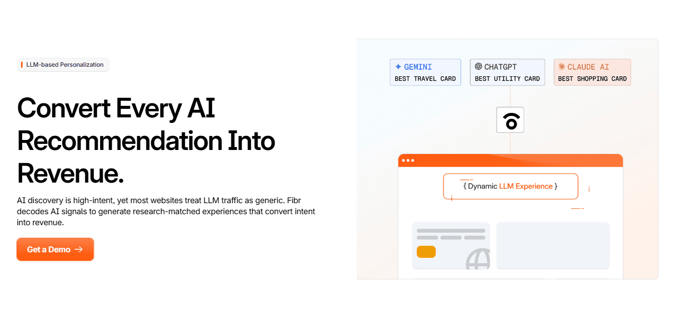 Fibr AI LLM traffic personalization feature that adapts website experiences based on AI referral sources such as ChatGPT, Gemini, and Claude to improve conversions and revenue.