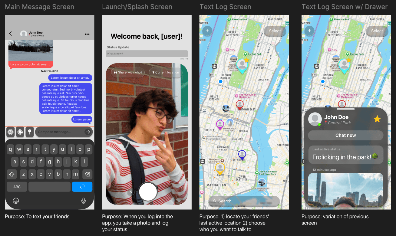 Various screens of Chisme.