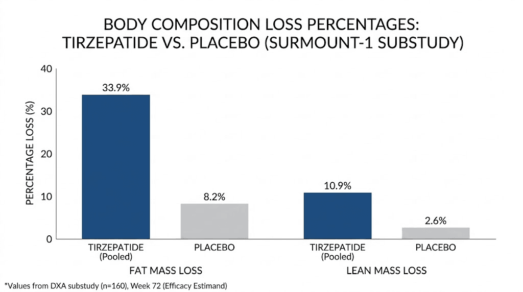 Tirzepatide body composition changes fat loss versus muscle loss SURMOUNT-1