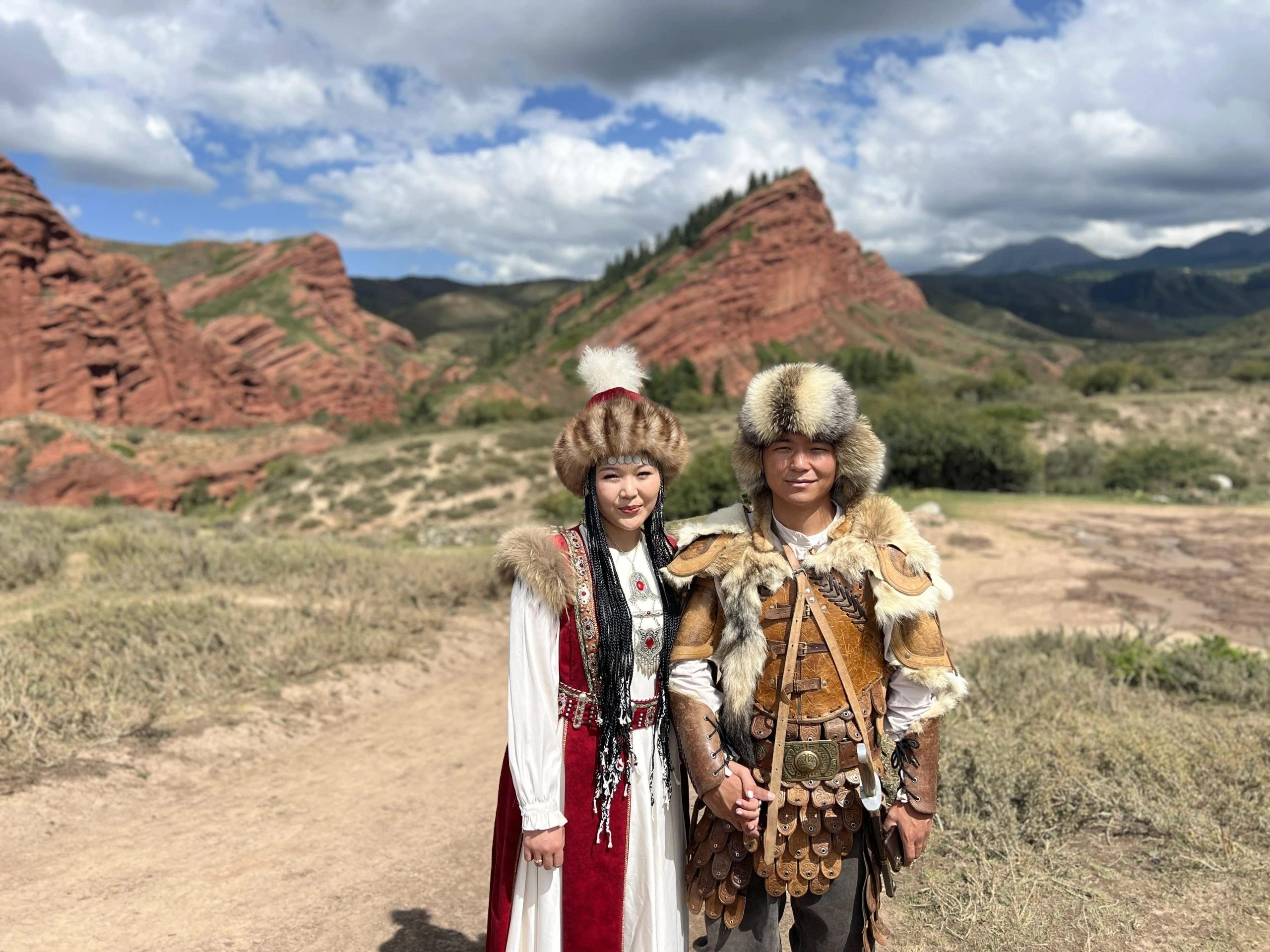 Couple in traditional Kyrgyz attire