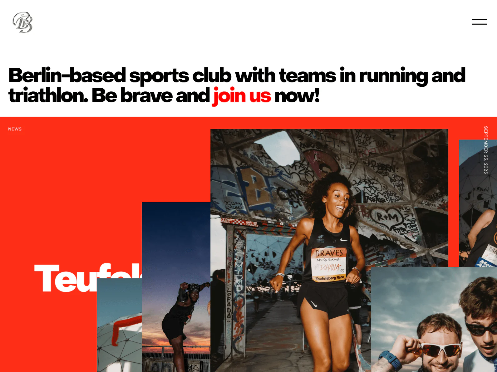 Berlin Braves website design, run club example