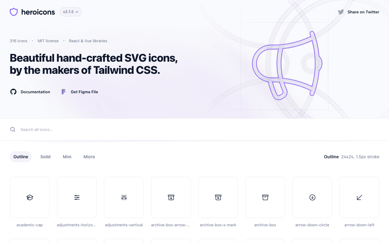 Heroicons екранна снимка