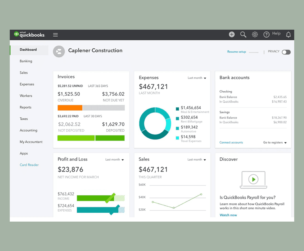 QuickBooks is an alternative to Fondo for bookkeeping and accounting 