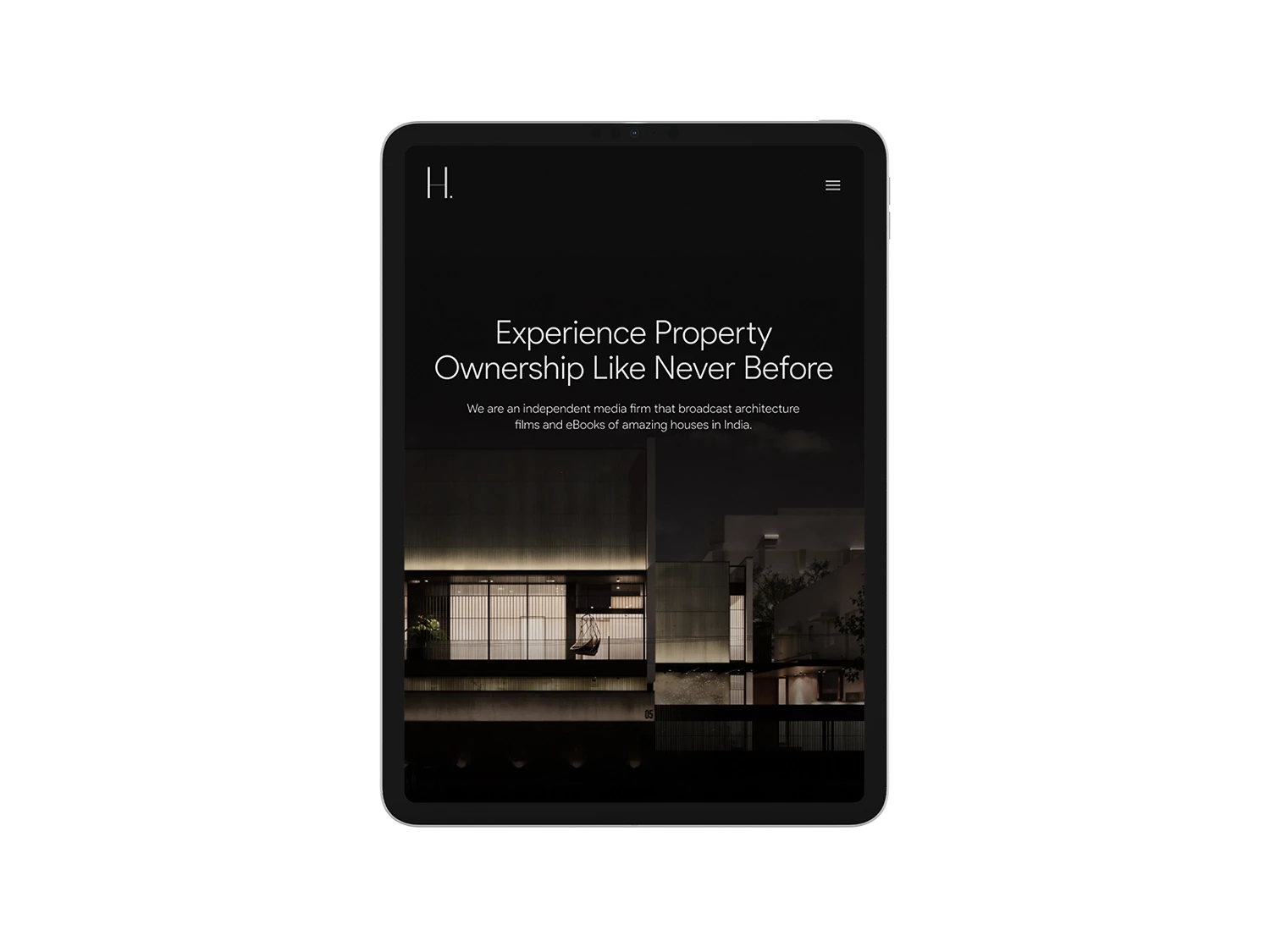 HEEL Architects responsive website design adapted for tablet screen