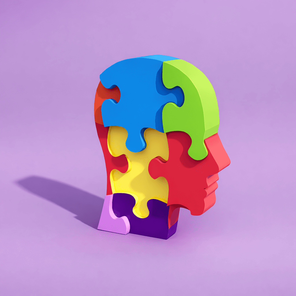 A colourful jigsaw puzzle, merged to form a human head