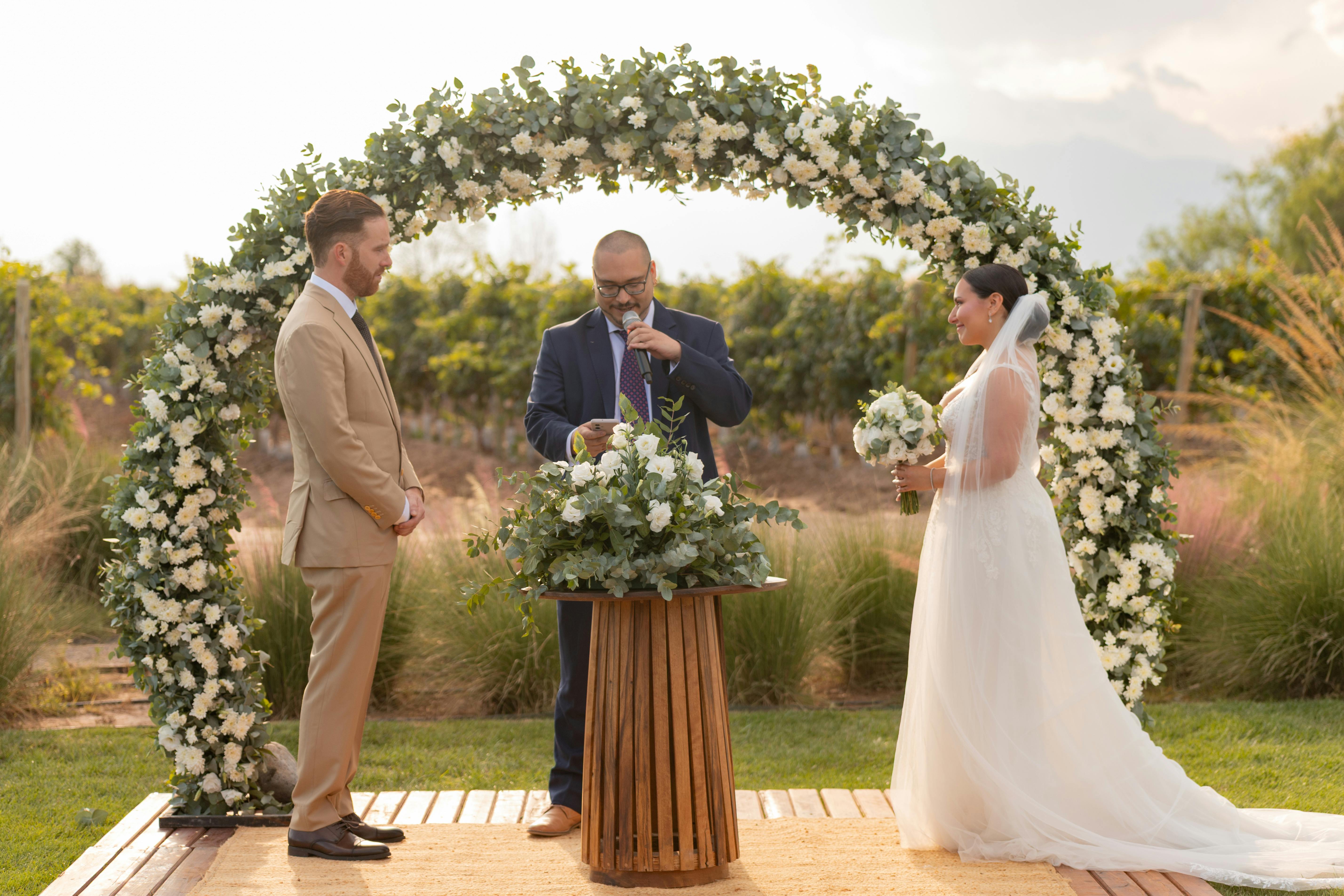 Young couple standing at the alter 