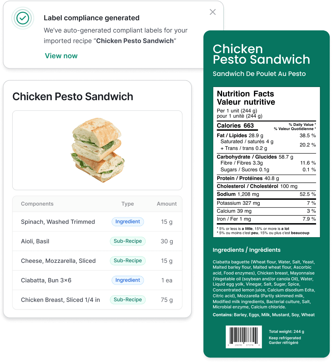 Demi food label compliance tools