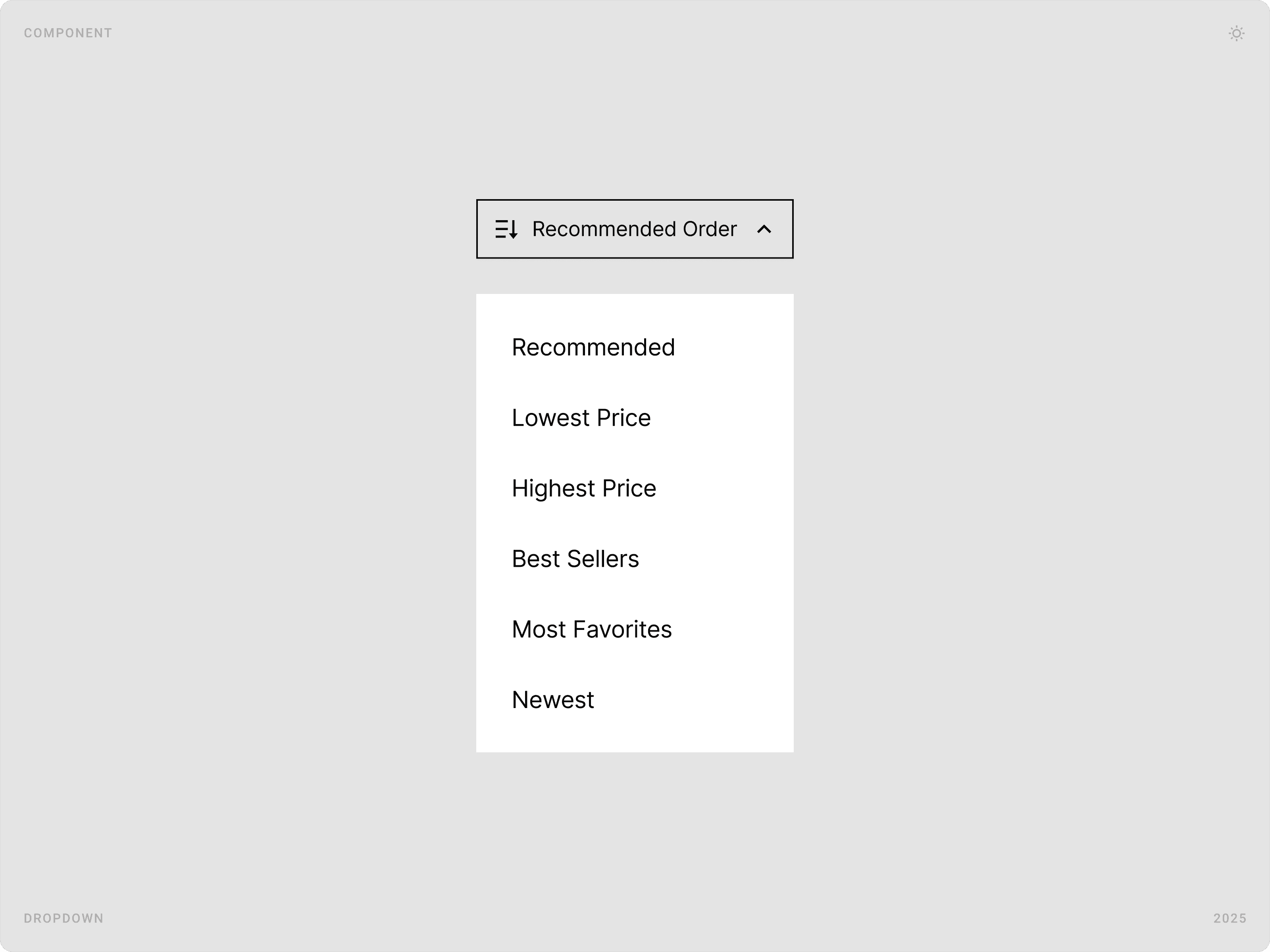 Modern Product Sorting Dropdown Design