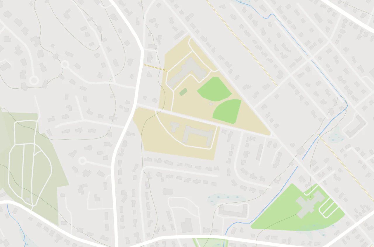 Illustrated street map of the area around the school