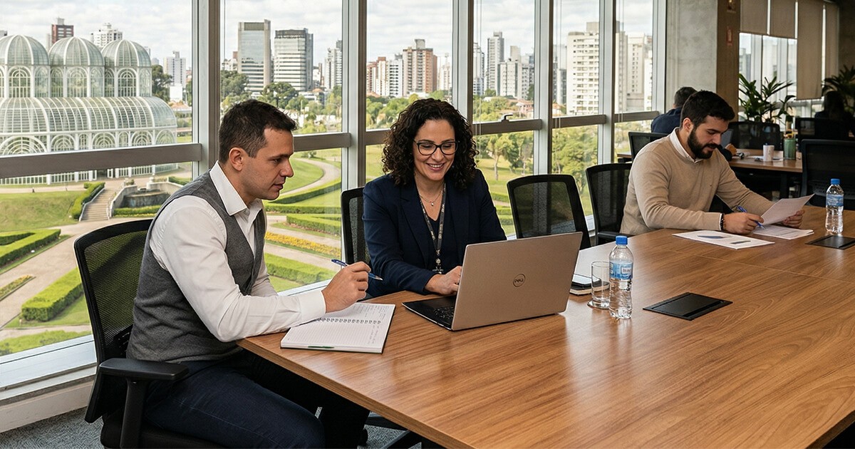 Empresários em uma reunião de marketing e vendas