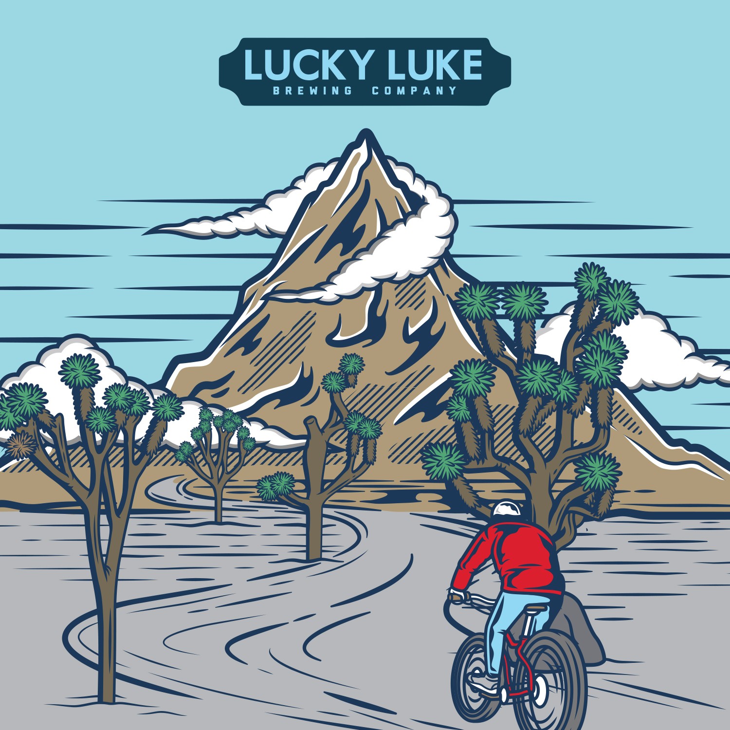 Lucky Luke illustrated mountain scene artwork