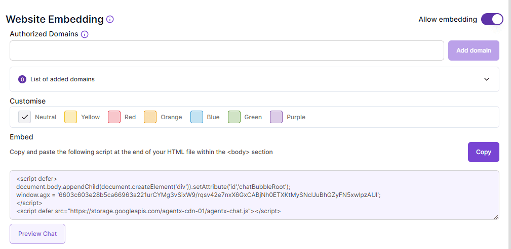 AI Agent Web widget