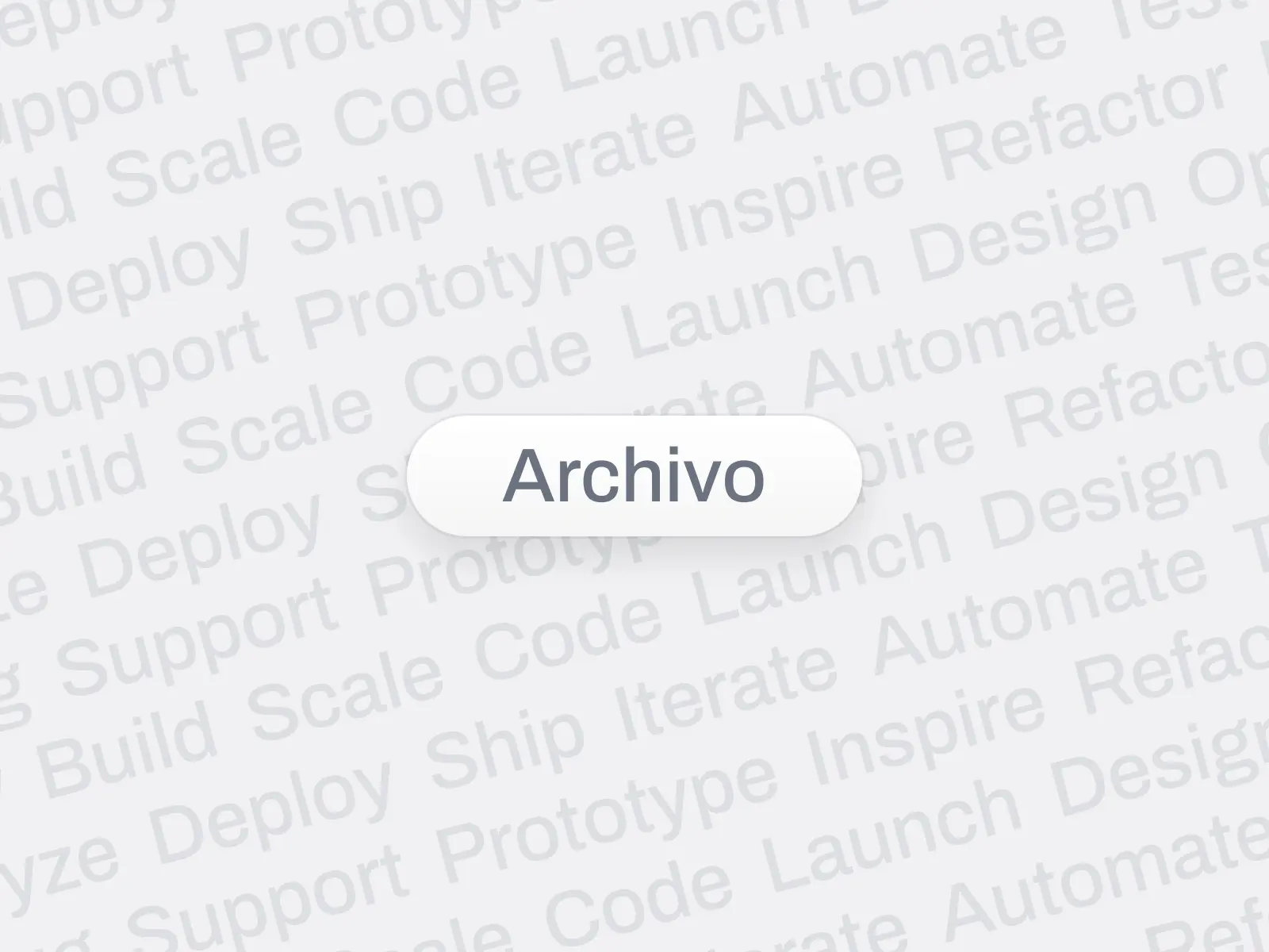 Archivo font preview with 3D soft UI button on light background with tech terms