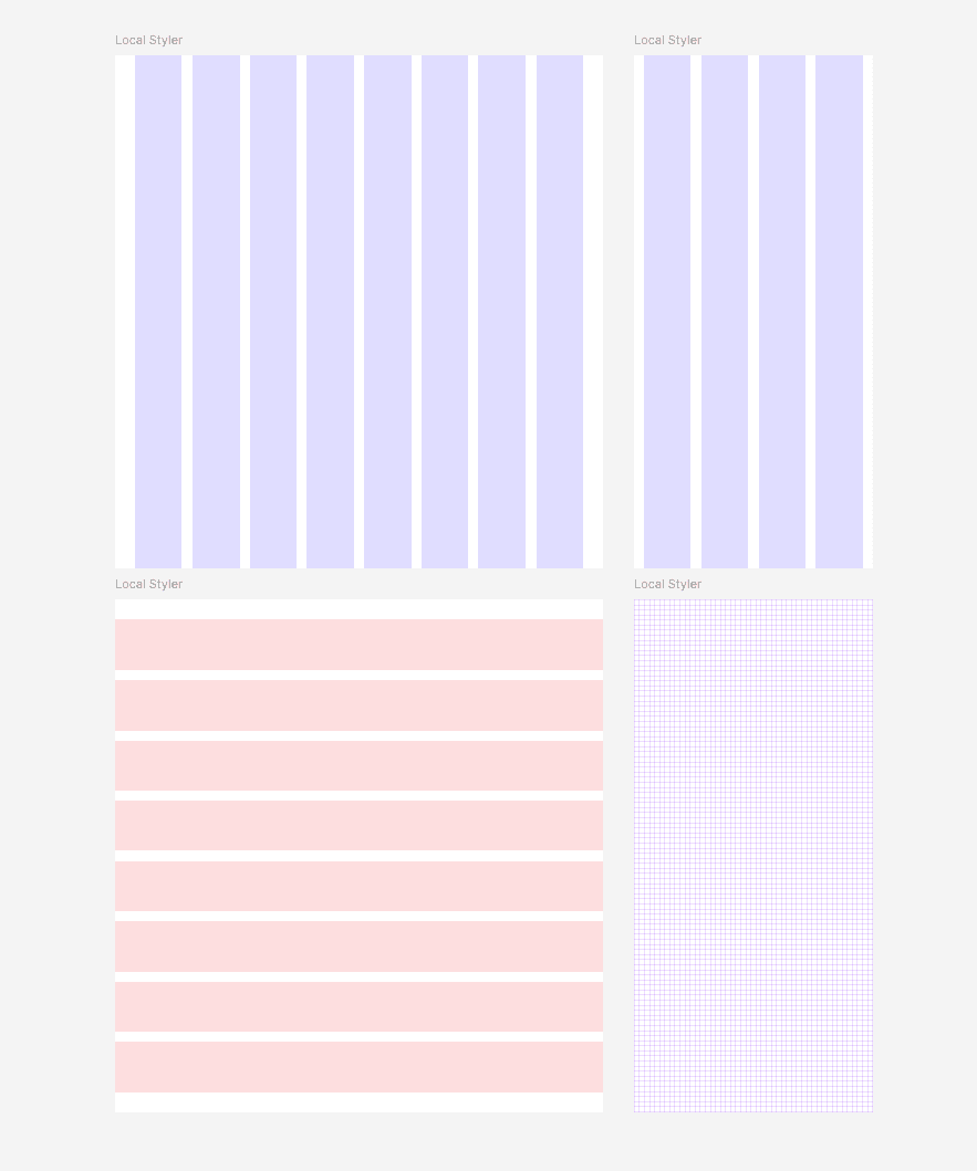 Responsive grid system created with LocalStyler for Figma designs.