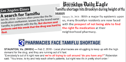 News headlines showing gravity of 2017-2018 flu season.