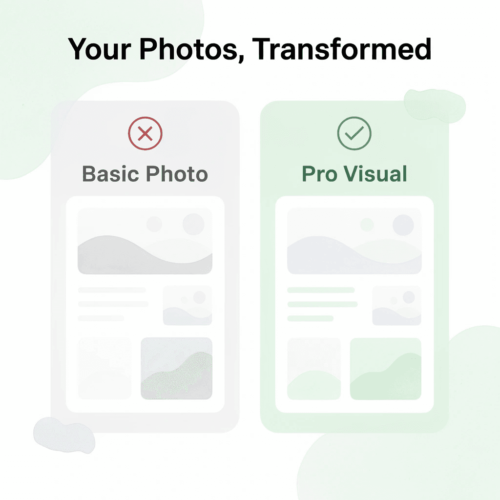 Before and after comparison of basic product photo versus professional lifestyle image