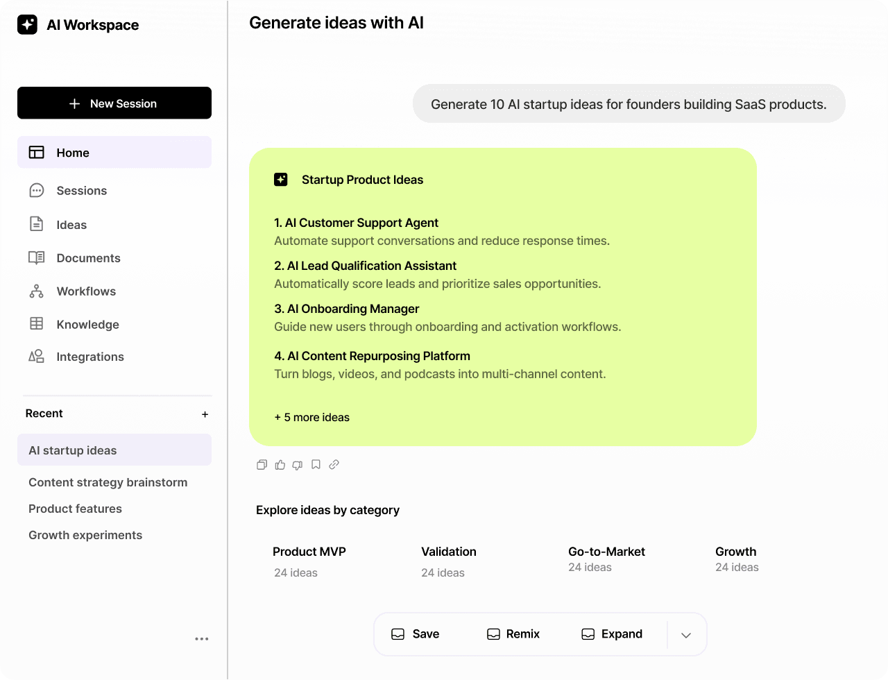 Generate ideas with AI