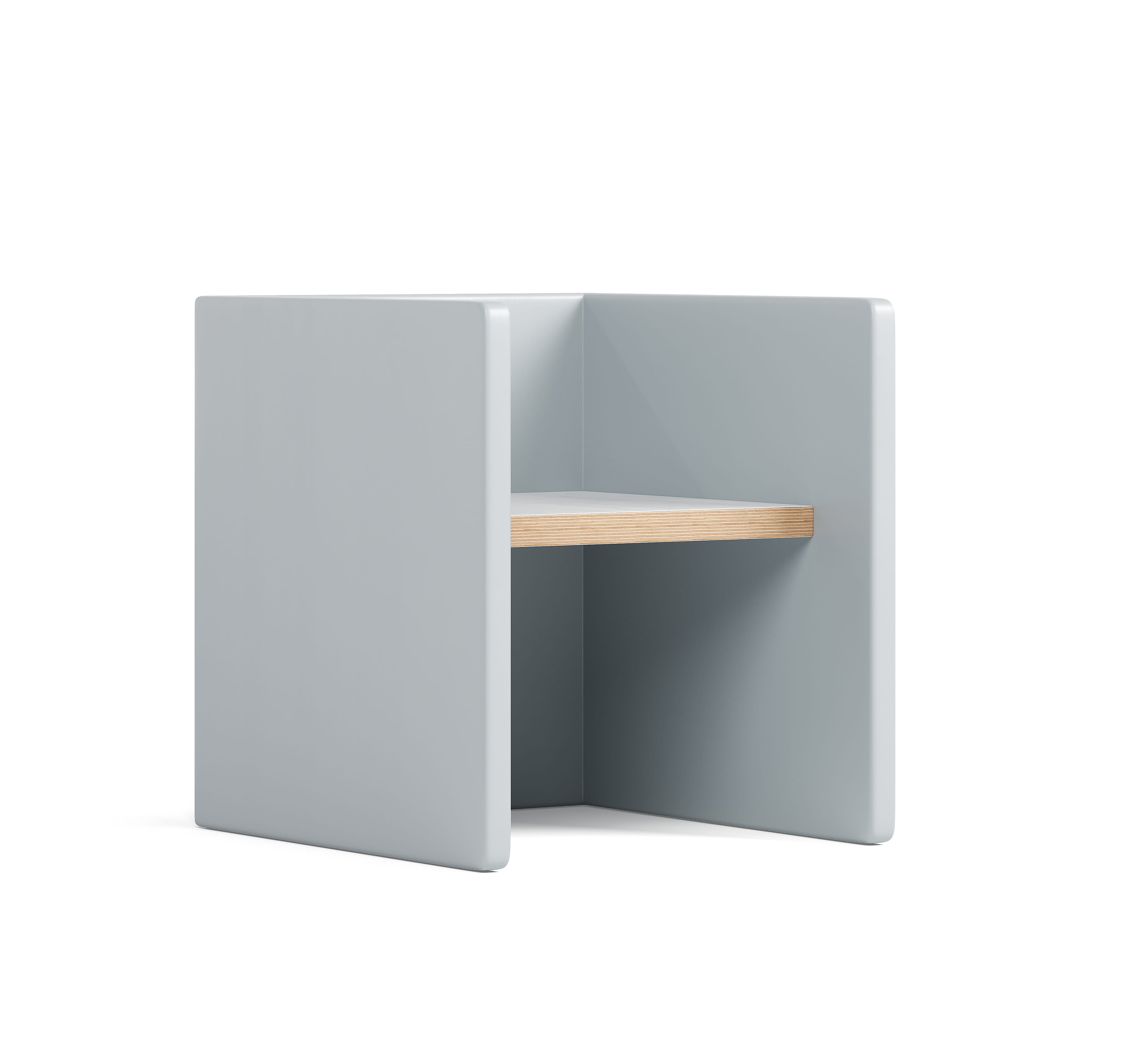 Kids chair with curved panels and wooden seat in modern design