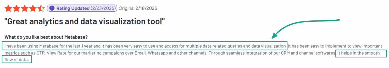 Metabase Pros about good metabolism