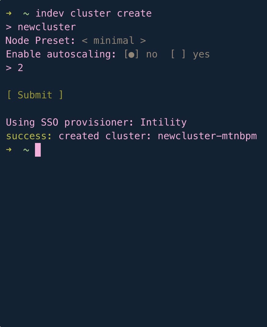 Create your cluster in CLI or GUI