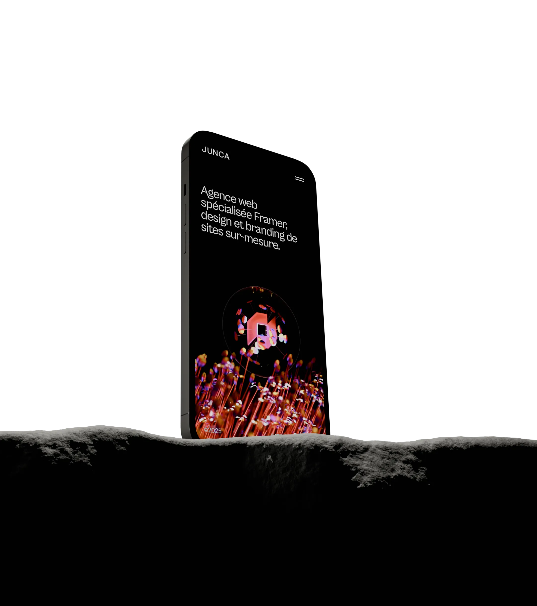 Mocku-up 3D blender du site web mobile de Junca