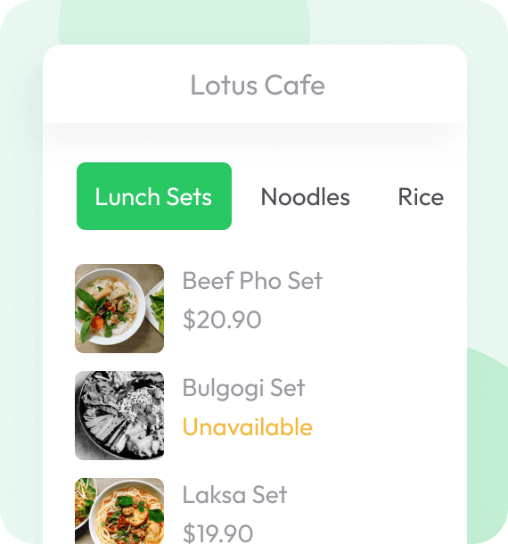 timed menu in restaurant app