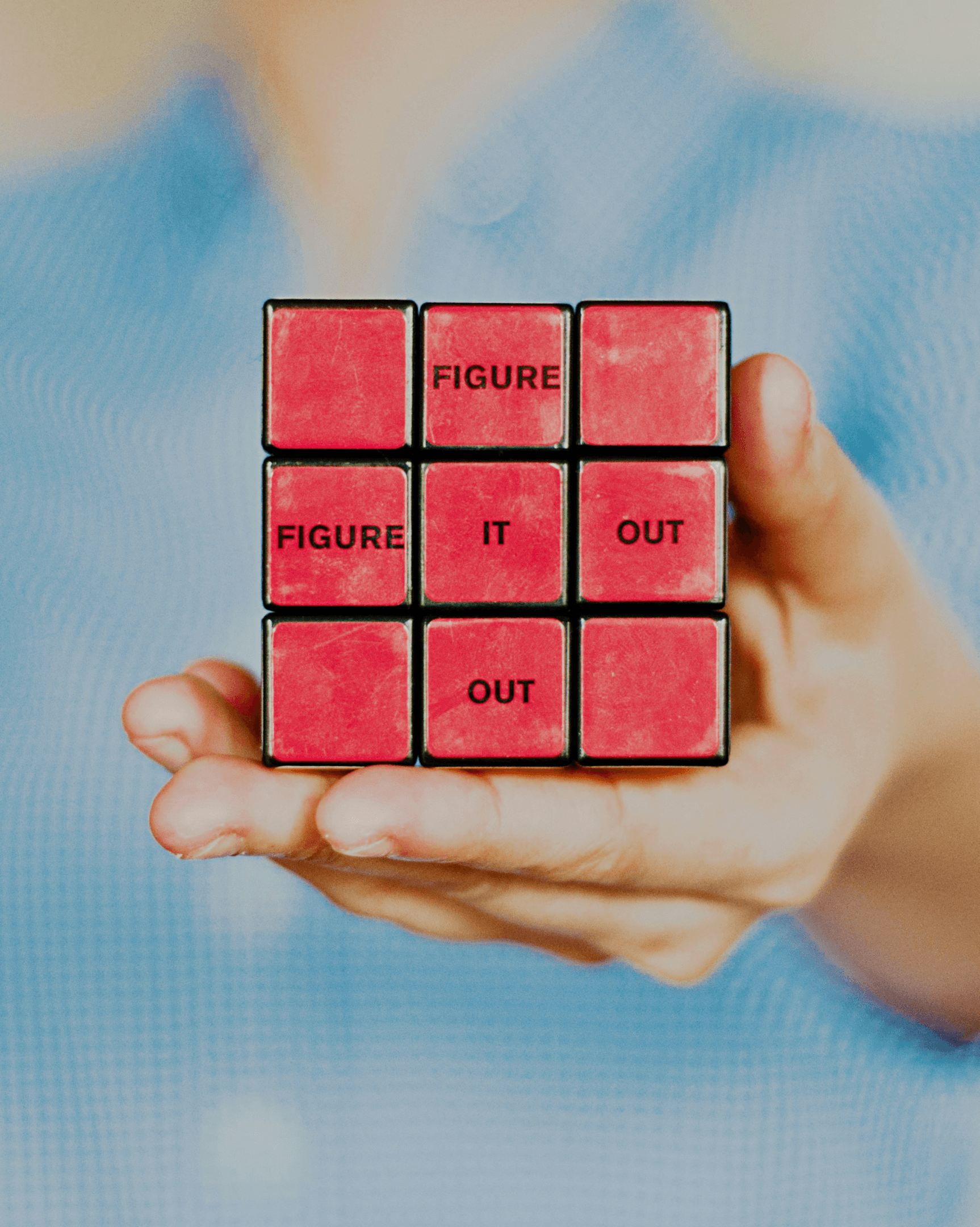 Rubics cube that says figure it out