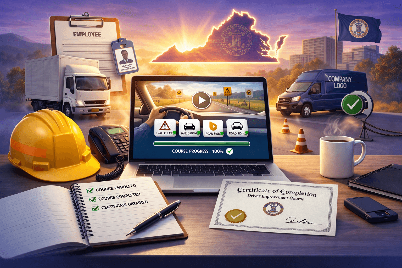 Employer-required driver improvement course Virginia online certificate completion