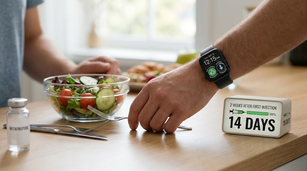 How long does it take for retatrutide to suppress appetite