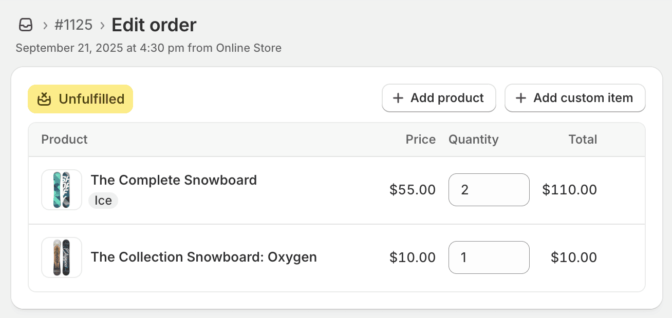 Edit products in Shopify Admin
