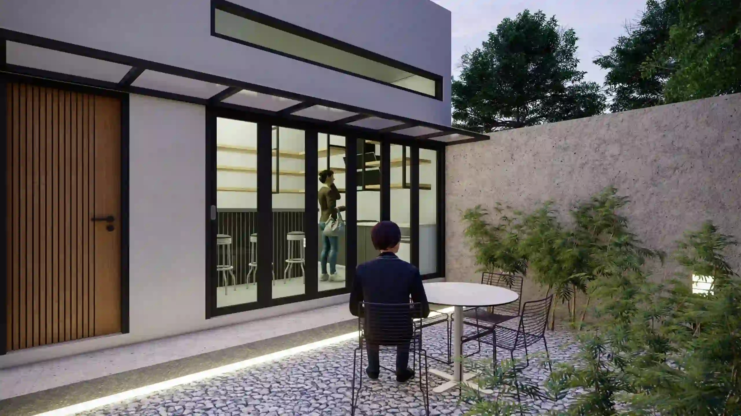 Growing House - Halaman Belakang Bangunan Fase 1 di Sore Hari