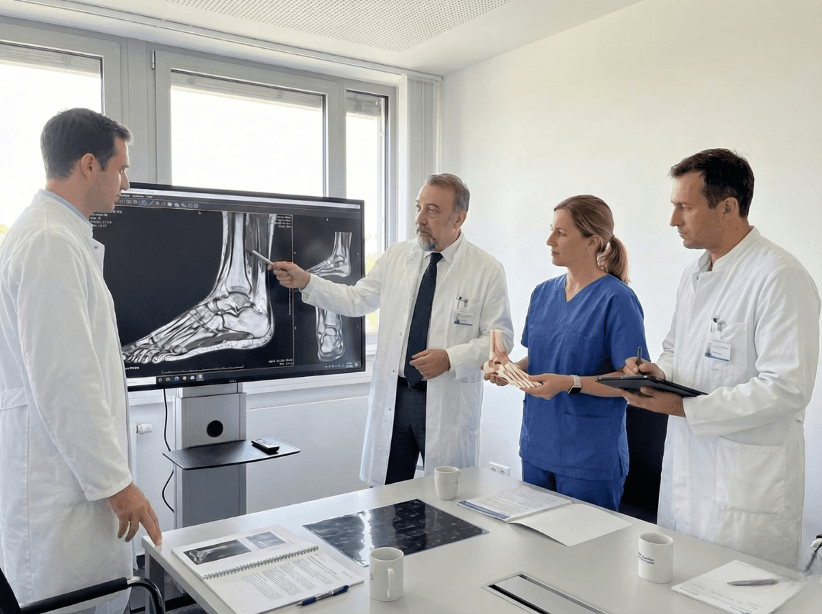 Spine surgeon in Dubai, Dr. Farid Ghasemzadeh, reviewing MRI for spinal condition diagnosis.