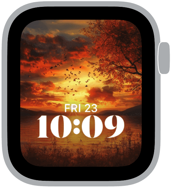 an apple watch face from the autumn sunsets collection