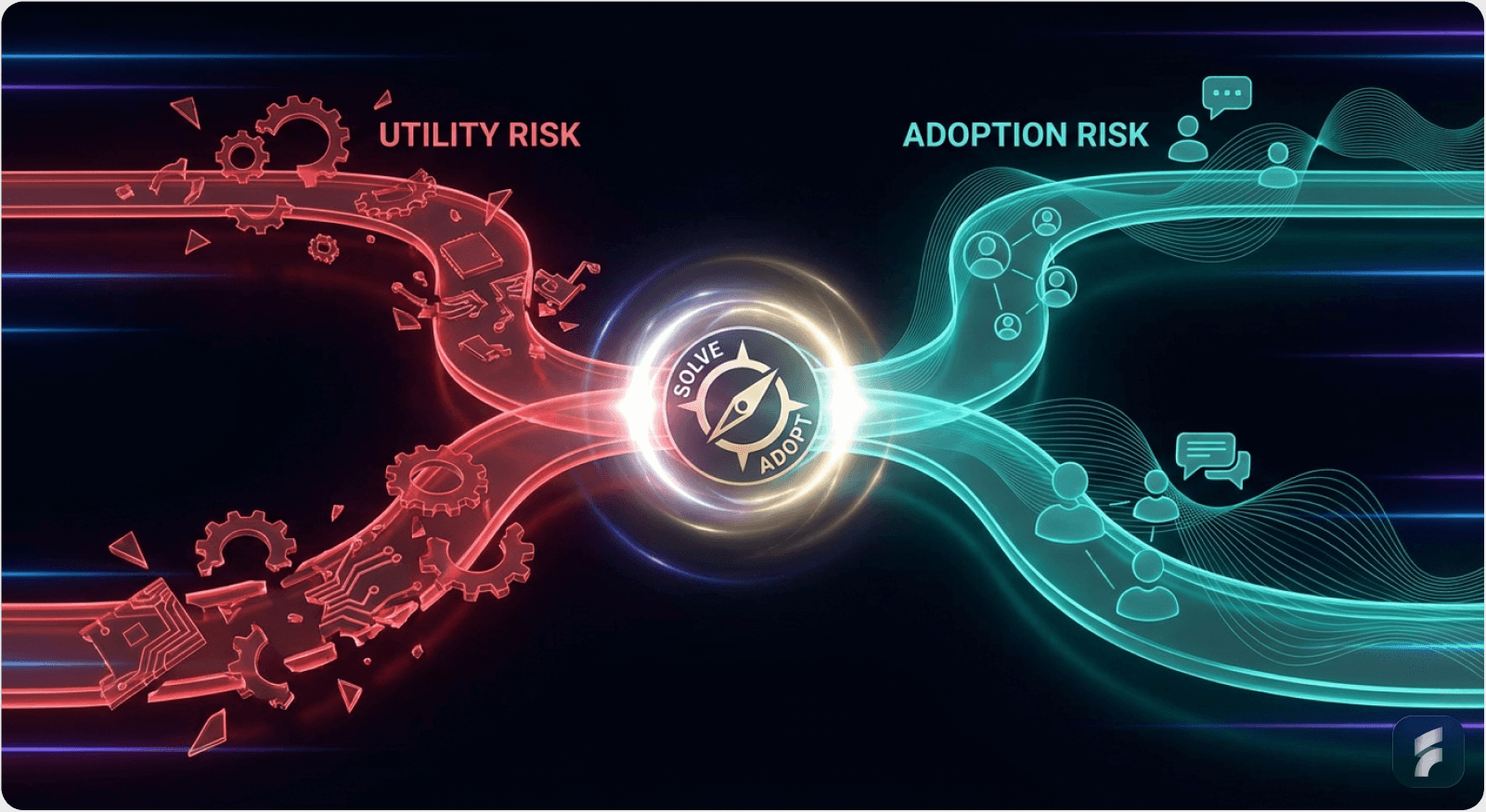 3D visual showing the mistake of prioritizing aesthetics over utility or vice versa in SaaS products.